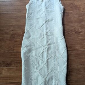 Pink Tartan Cream Textured Midi Dress XS